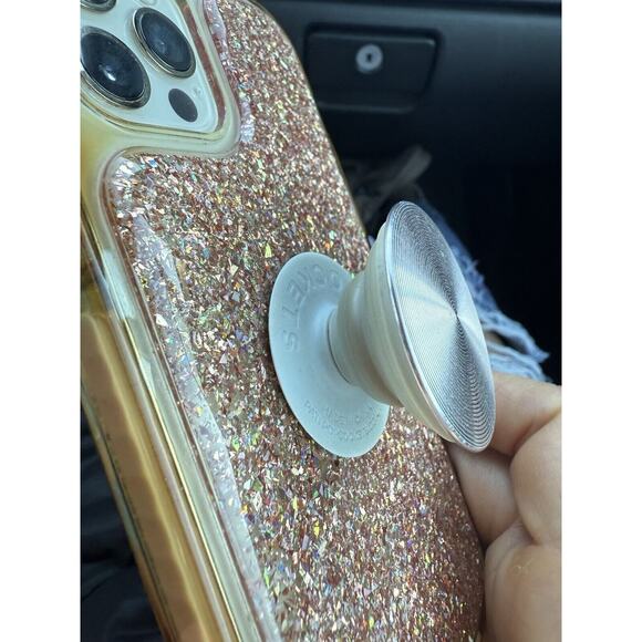 For iPhone 12 Pro PINK GLITTER Shockproof Case Cover Bling + Rose Gold POPSOCKET - Picture 2 of 6